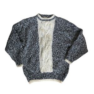 Australasian Knits Grey Mohair Blend Open Knit Sweater Women's Large